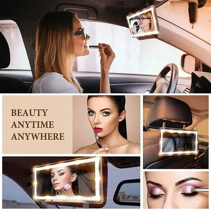 Car Sun Visor Vanity Mirror Cosmetic Mirror Rechargeable 3 Modes Makeup Mirror With Visor 60 Dimmable Clip-on Leds Light